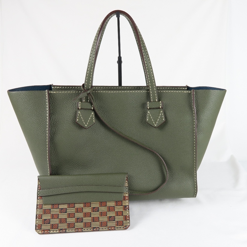 Moreau Paris Top Handle Green Leather Tote